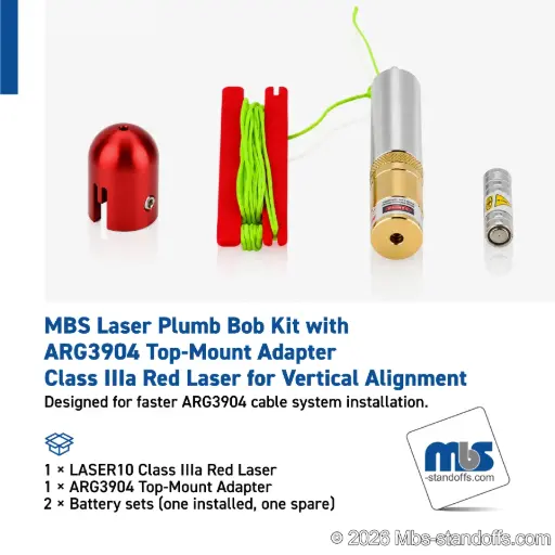 [LASER10-ARG3904] MBS Laser Plumb Bob Kit with ARG3904 Top-Mount Adapter | Class IIIa Red Laser for Vertical Alignment