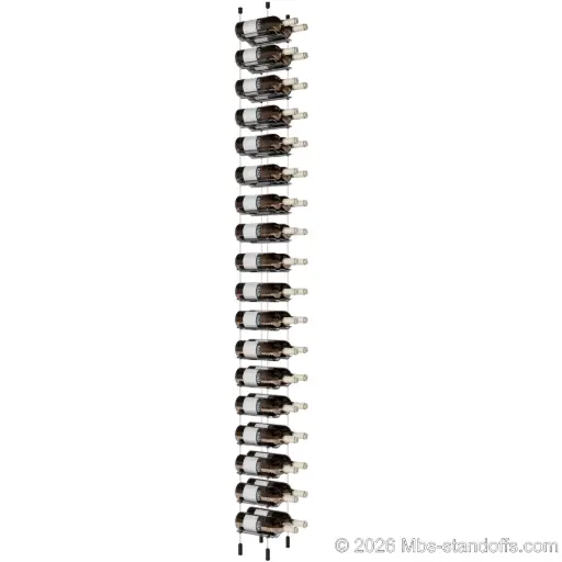 [ACG1904MB-CW02-K18] Viognier - Côte-Rôtie Collection Bottle Display Cable Cradle Kit, 36-Bottle (2x18) Capacity, Floating Cable System, 2-Bottle Wave Acrylic Cradle, Cable: 1/16″ Diameter, 13′-1″ Length with Matte Black Anodized Hanger
