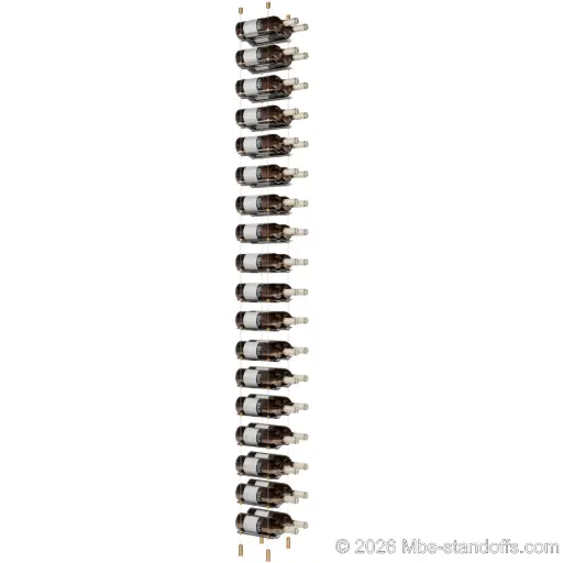 [ACG1904BR-CW02-K18] Viognier - Côte-Rôtie Collection Bottle Display Cable Cradle Kit, 36-Bottle (2x18) Capacity, Floating Cable System, 2-Bottle Wave Acrylic Cradle, Cable: 1/16″ Diameter, 13′-1″ Length with Champagne Anodized Hanger