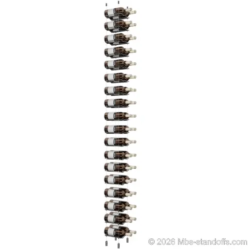 [ACG1904CP-CW02-K18] Viognier - Côte-Rôtie Collection Bottle Display Cable Cradle Kit, 36-Bottle (2x18) Capacity, Floating Cable System, 2-Bottle Wave Acrylic Cradle, Cable: 1/16″ Diameter, 13′-1″ Length with Chrome Mirror Hanger