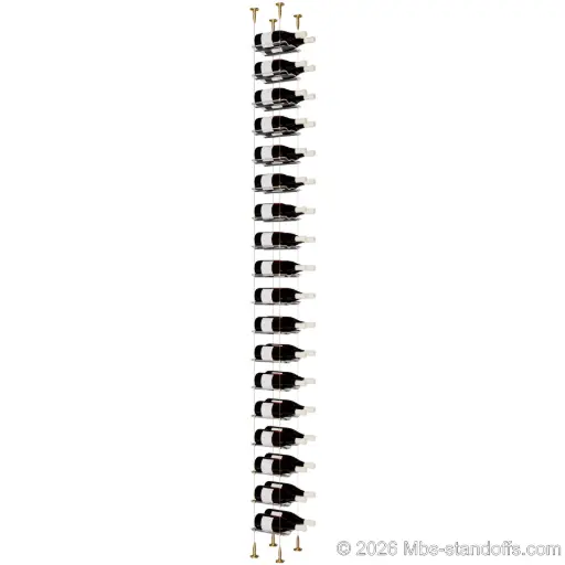 [SCS15BR-CW02-K18] Viognier - Condrieu Collection Bottle Display Cable Cradle Kit, 36-Bottle (2x18) Capacity, Floating Cable System, 2-Bottle Wave Acrylic Cradle, Cable: 1/16″ Diameter, 13′-1″ Length with Champagne Anodized Hanger