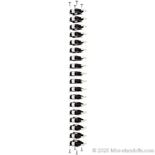 [SCS15CP-CW02-K18] Viognier - Condrieu Collection Bottle Display Cable Cradle Kit, 36-Bottle (2x18) Capacity, Floating Cable System, 2-Bottle Wave Acrylic Cradle, Cable: 1/16″ Diameter, 13′-1″ Length with Chrome Mirror Hanger