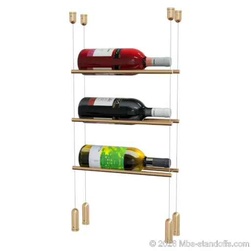 Alsace / Riesling Wine Display Cable with Horizontal Peg – Holds 1,2 or 3 Bottles