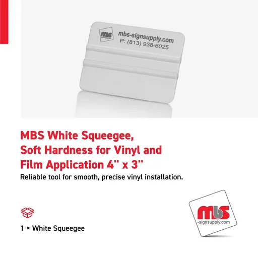[SQ-0102] MBS 4" x 3" White Squeegee, Soft Hardness for Vinyl and Film Application