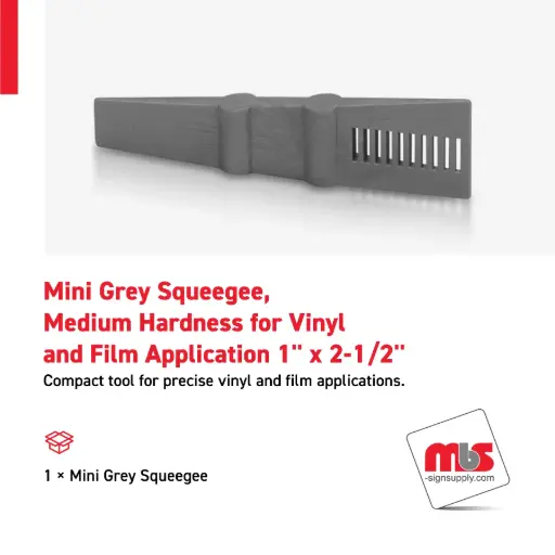 [SQ-0204] 1" x 2-1/2" Mini Grey Squeegee, Medium Hardness for Vinyl and Film Application