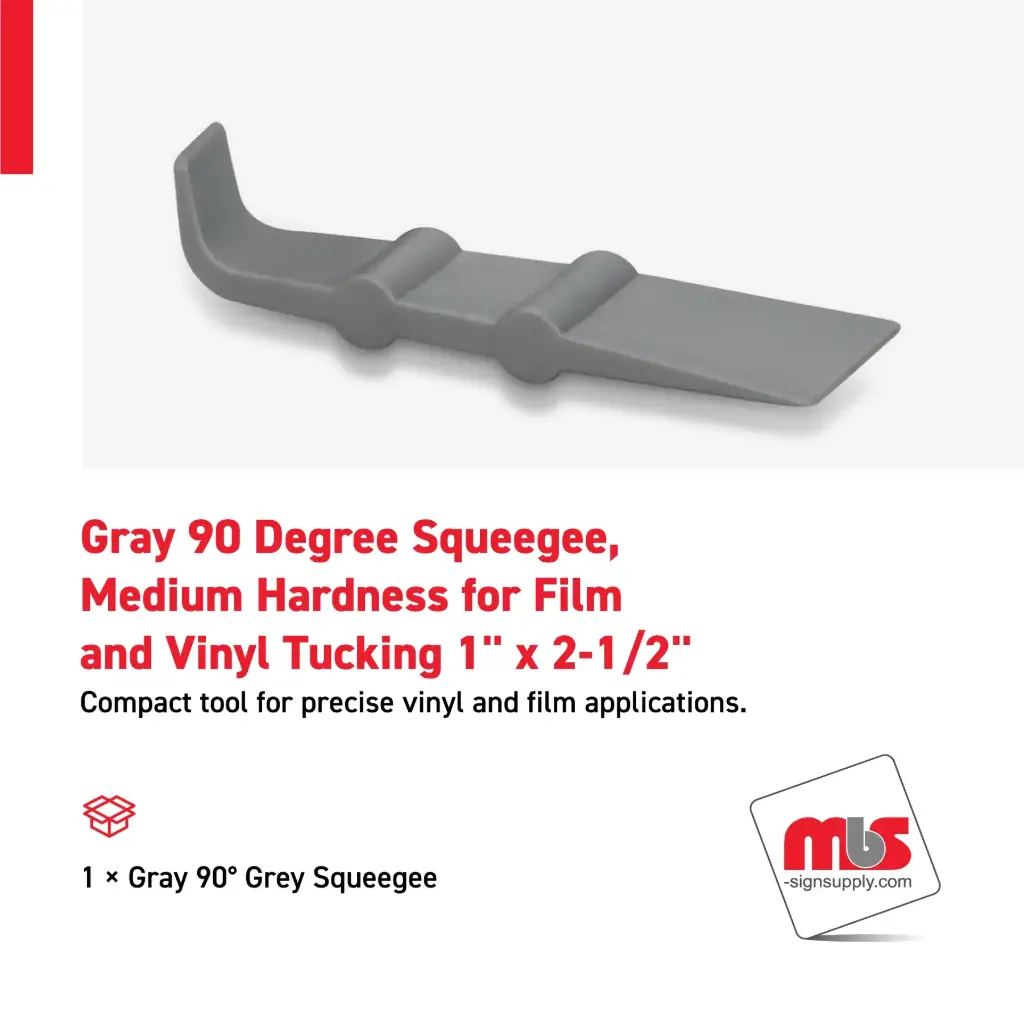 1" x 2-1/2" Gray 90 Degree Squeegee, Medium Hardness for Film and Vinyl Tucking