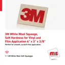 3M 4" x 3" x 3/8" White Wool Squeege, Soft Hardness for Vinyl and Film Application