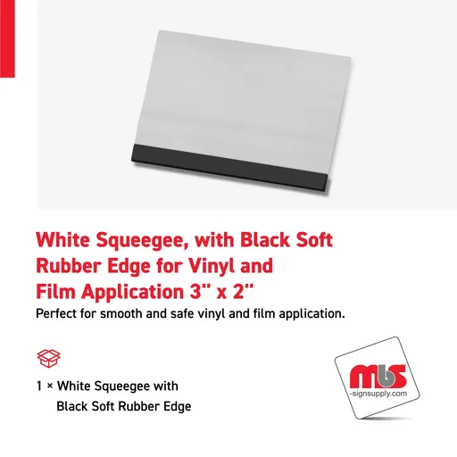[SQ-0304] 3'' x 2'' White Squeegee, with Black Soft Rubber Edge for Vinyl and Film Application