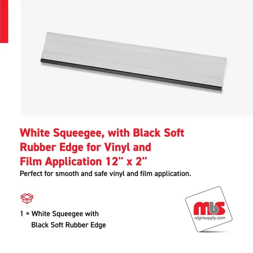 [SQ-0306] 12" x 2" White Squeegee, with Black Soft Rubber Edge for Vinyl and Film Application