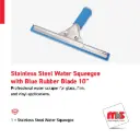 10" Stainless Steel Water Squeegee with Blue Rubber Blade
