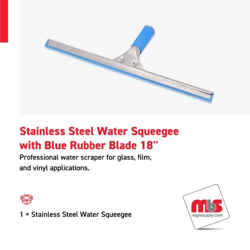 [SQ-0504] 18" Stainless Steel Water Squeegee with Blue Rubber Blade