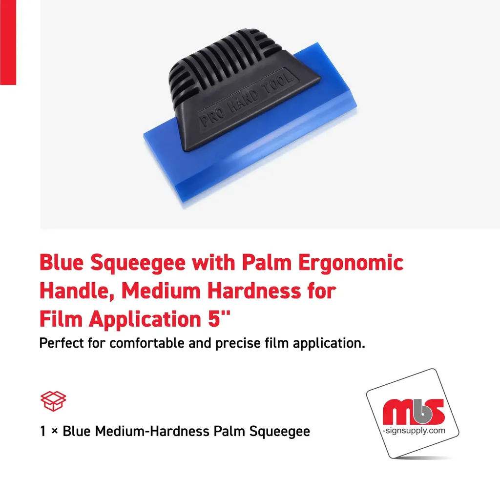 5'' Blue Squeegee with Palm Ergonomic Handle, Medium Hardness for Film Application