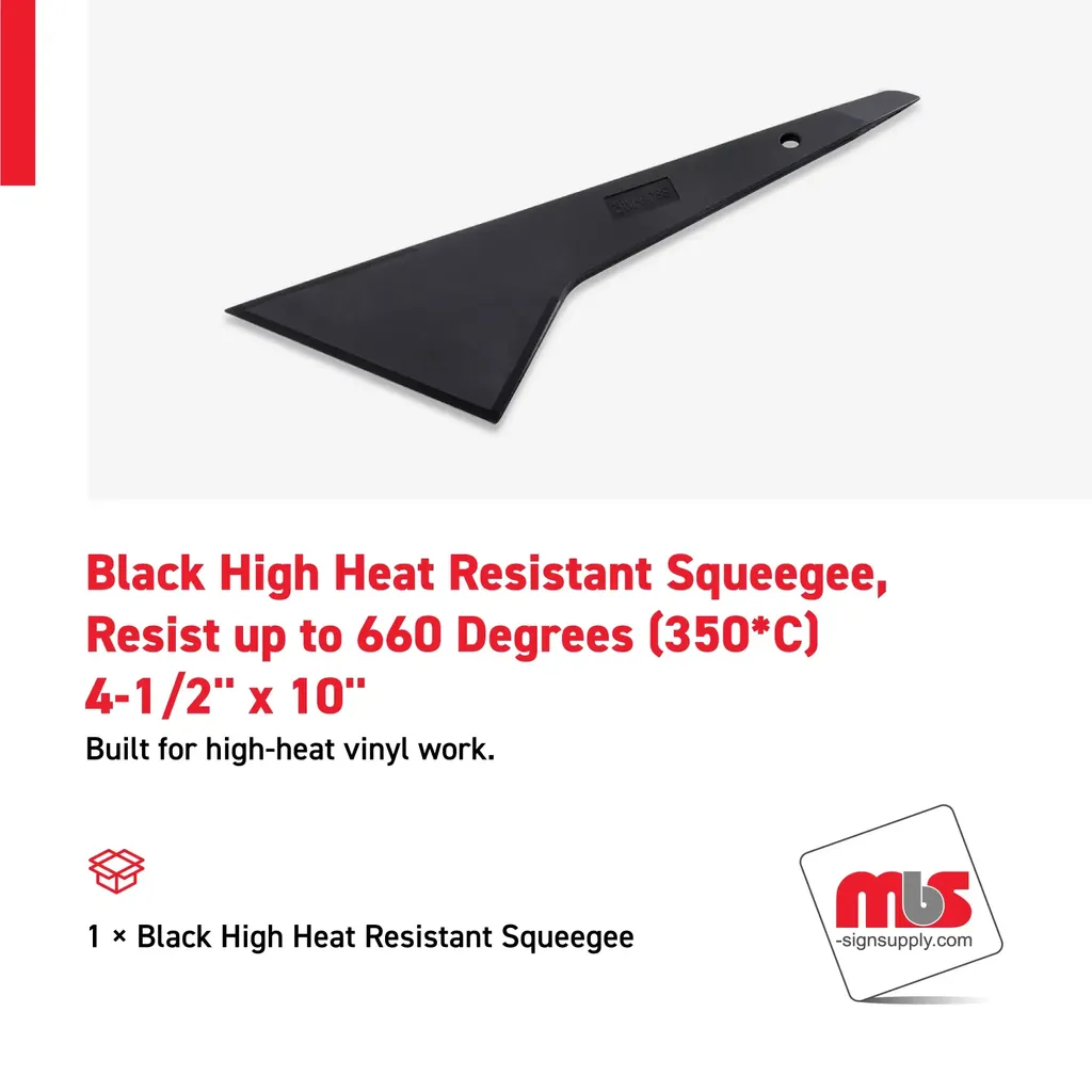 4-1/2" x 10" Black High Heat Resistant Squeegee, Resist up to 660 Degrees (350*C)