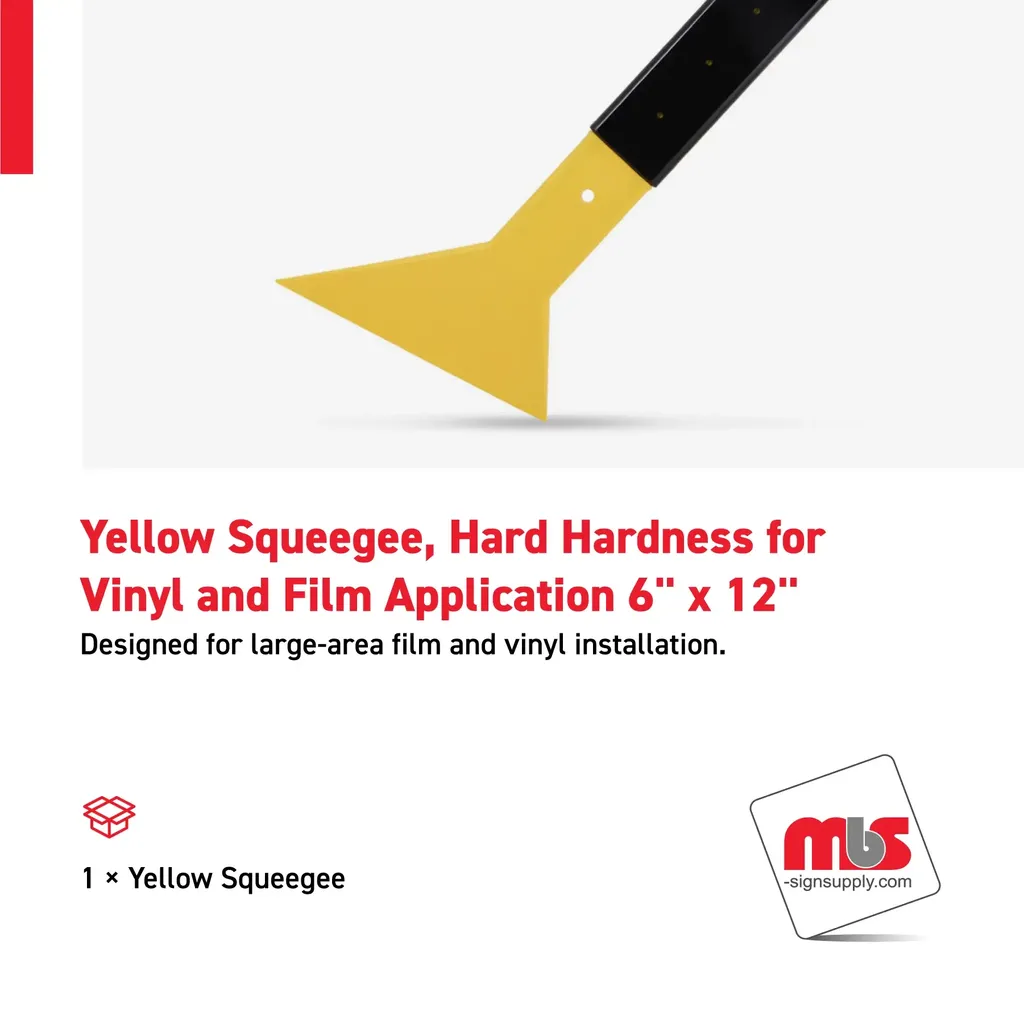 6" x 12" Yellow Squeegee, Hard Hardness for Vinyl and Film Application