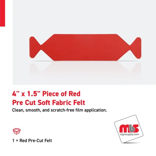 [SQ-0803] 4'' x 1.5'' Piece of Red Pre Cut Soft Fabric Felt