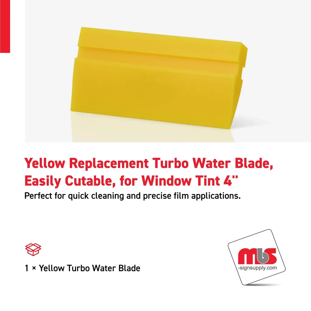 4" Yellow Replacement Turbo Water Blade, Easily Cutable, for Window Tint