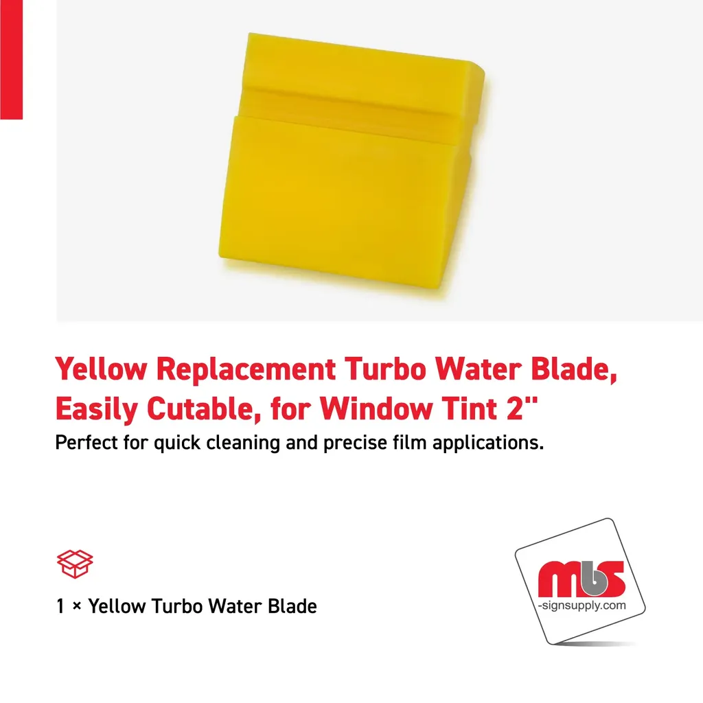 2" Yellow Replacement Turbo Water Blade, Easily Cutable, for Window Tint