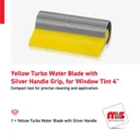 4" Yellow Turbo Water Blade with Silver Handle Grip, for Window Tint