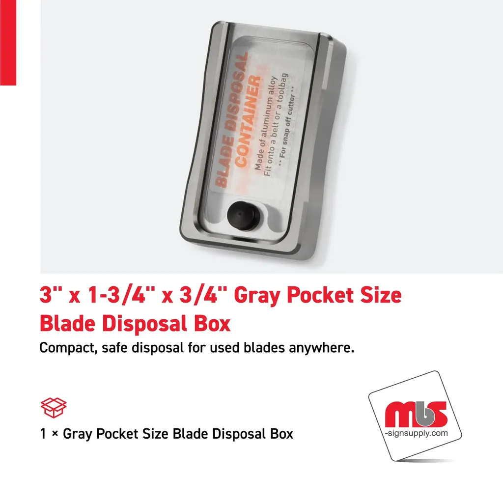 3" x 1-3/4" x 3/4" Gray Pocket Size Blade Disposal Box