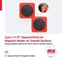 2 pcs 1-1/2" Squared Patch for Magnetic Holder for Smooth Surfaces