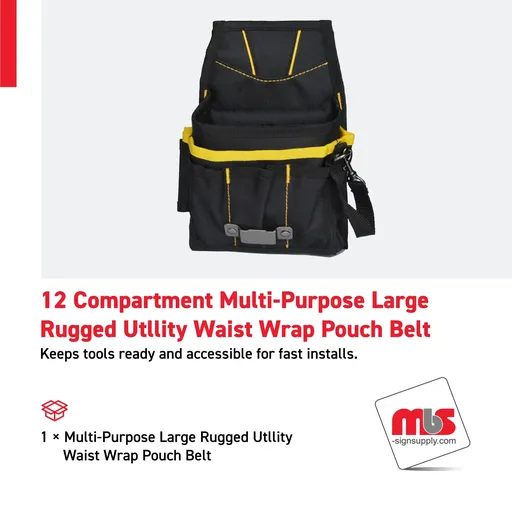 [TB-0102] 12 Compartment Multi-Purpose Large Rugged Utllity Waist Wrap Pouch Belt