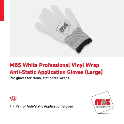 [WG-0101] MBS White Professional Vinyl Wrap Anti-Static Application Gloves (Large)