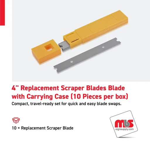 [SP-0102] 4" Replacement Scraper Blades Blade with Carrying Case (10 Pieces per box)