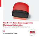 Mini 1-1/2" Razor Blade Scraper with Changeable Blade Option