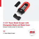 1-1/2" Razor Blade Scraper with Changeable Blade and Blade Cover