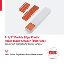 1-1/2" Double Edge Plastic Razor Blade Scraper (100 Pack)