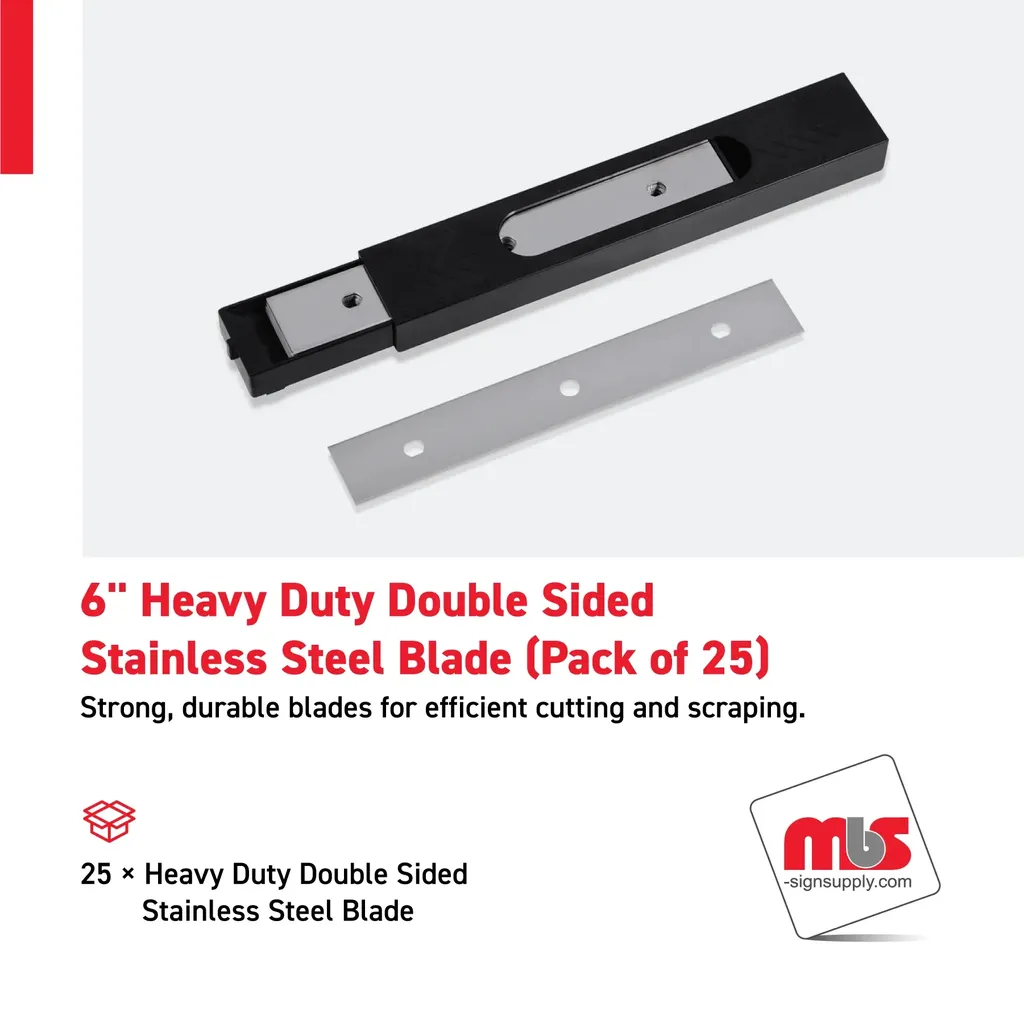 6" Heavy Duty Double Sided Stainless Steel Blade (Pack of 25)