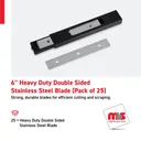 6" Heavy Duty Double Sided Stainless Steel Blade (Pack of 25)
