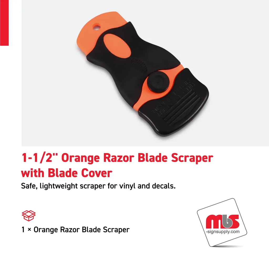 1-1/2" Orange Razor Blade Scraper with Blade Cover