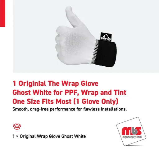 [WG-0102] 1 Original The Wrap Glove Ghost White for PPF, Wrap and Tint - One Size Fits Most (1 Glove Only)
