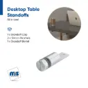 5/8" Diameter Desktop Bottom Table Standoffs - Flat Head (Stainless Steel 201 Satin Brushed Finish) [Required Material Hole Size: 1/4"]