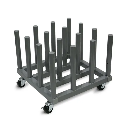 [EZM16-2] Rolling Floor Rack for Vinyl Roll Storage - Heavy Duty - 16 Spindles - 2" Core