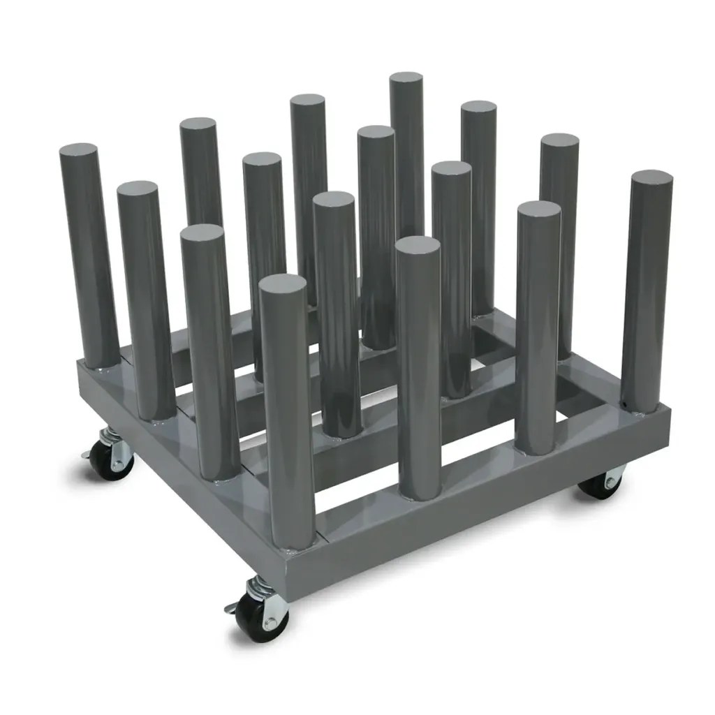 Rolling Floor Rack for Vinyl Roll Storage - Super Heavy Duty - 16 Spindles - 3" Core