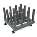 Rolling Floor Rack for Vinyl Roll Storage - Super Heavy Duty - 16 Spindles - 3" Core