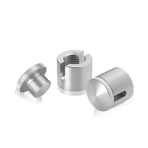 [GCS16-12A] 5/8" Diameter x 1/2" Barrel Length, Aluminum Glass Standoff Clear Anodized Finish [Required Material Hole Size: 5/16"]