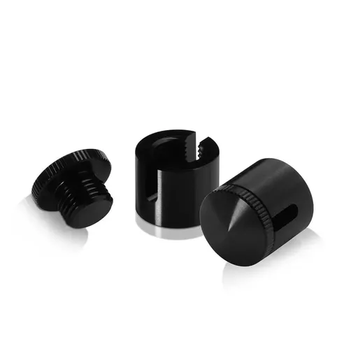 [GCS16-12B] 5/8'' Diameter x 1/2'' Barrel Length, Aluminum Glass Standoff Black Anodized Finish [Required Material Hole Size: 5/16'']