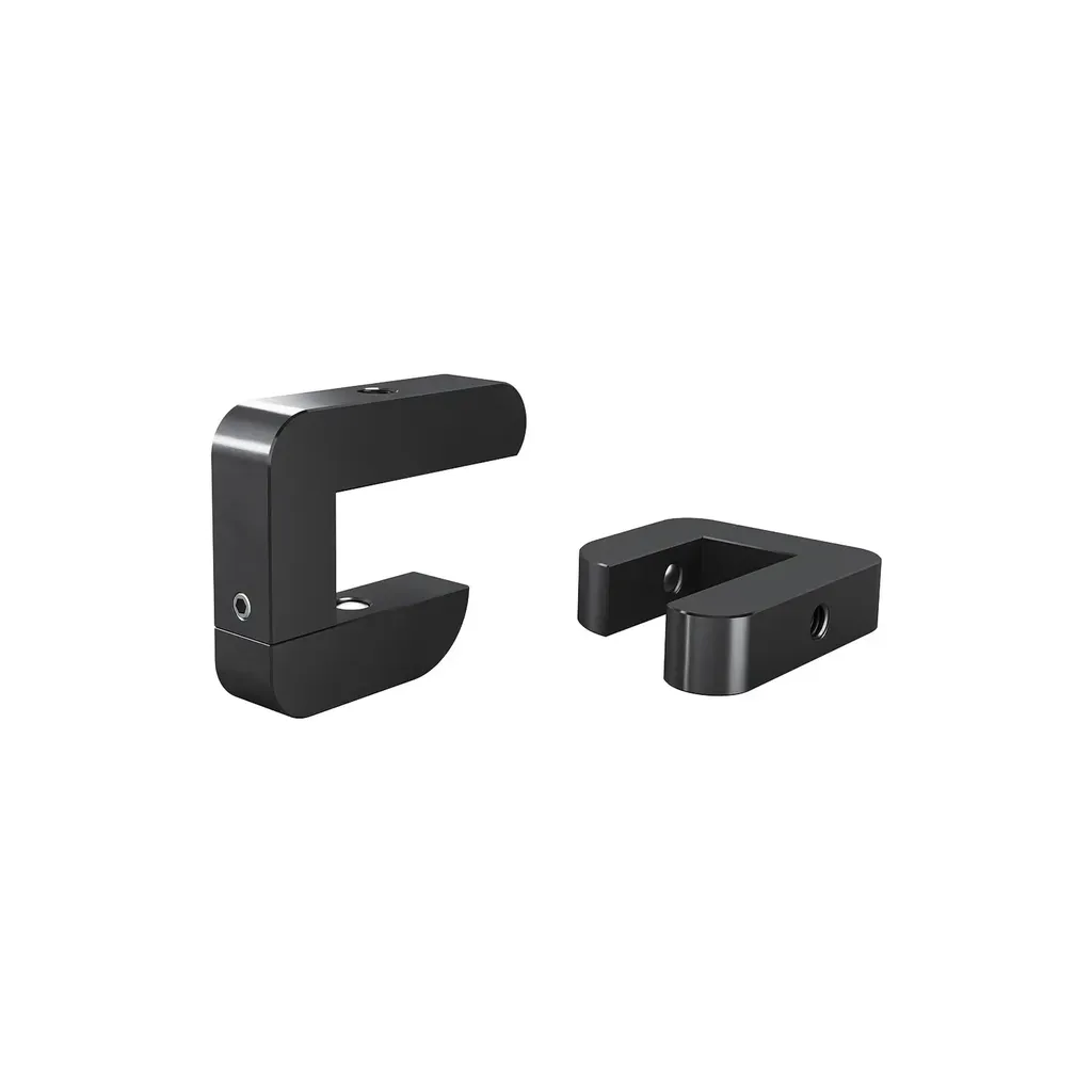 Set of 2, Adjustable Clamp, Aluminum Matte Black Anodized Finish, to Accommodate 3/4" to 1-1/2" Counters. M6 Thread on the top