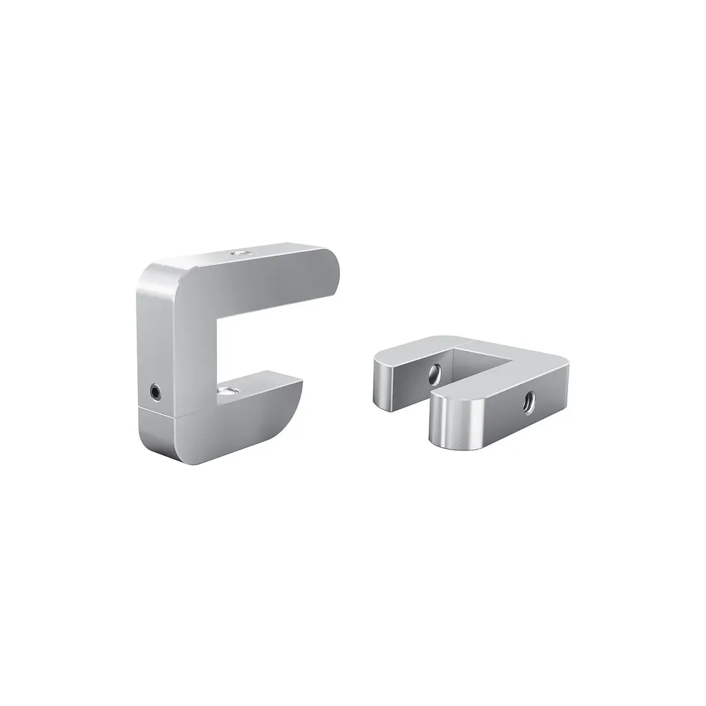 Set of 2, Adjustable Clamp, Aluminum Clear Anodized Finish, to Accommodate 3/4" to 1-1/2" Counters. M6 Thread on the top