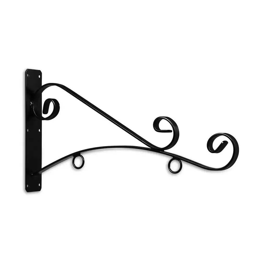 24" Black Horizontal Architectural Tri Spiral Bistro Style Steel Sign Bracket