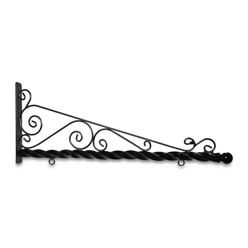 [SBSD-60SBB] 60" Black Horizontal Super Deluxe Quin Spiral Steel Bracket with Ball Finial