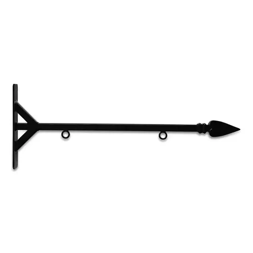 [SBSS-24SBS] 24'' Black Horizontal Straight Shaft Steel Bracket with Spear Point Finial