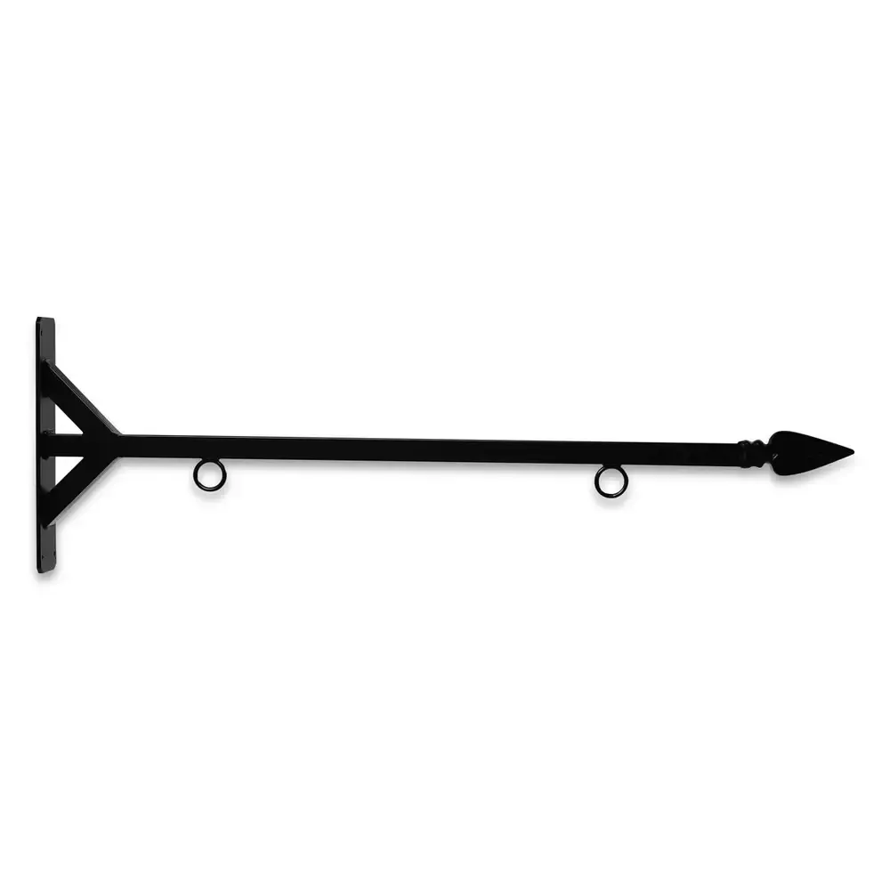 36'' Black Horizontal Straight Shaft Steel Bracket with Spear Point Finial