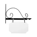 12" Wide Value Scroll Bracket in  Black Powder Coated Steel with 6" Tall X 10" Wide X .063" Thick White Aluminum Sign Blank and 2 Black Powder Coated S-Hooks