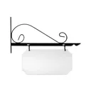 18" Wide Value Scroll Bracket in  Black Powder Coated Steel with 7" Tall X 14" Wide X .063" Thick White Aluminum Sign Blank and 2 Black Powder Coated S-Hooks