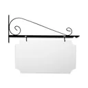 24" Wide Value Scroll Bracket in  Black Powder Coated Steel with 12" Tall X 22" Wide X .063" Thick White Aluminum Sign Blank and 2 Black Powder Coated S-Hooks