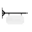 24" Wide Straight Shaft Bracket in  Black Powder Coated Steel with 10" Tall X 20" Wide X .063" Thick White Aluminum Sign Blank and 2 Black Powder Coated S-Hooks (Ball Finial)